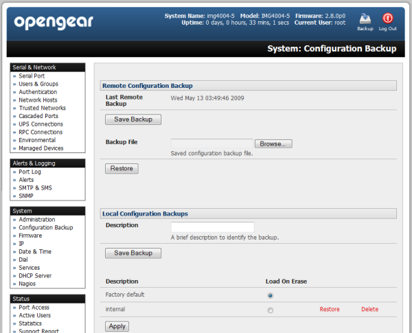 Config back-up and restore